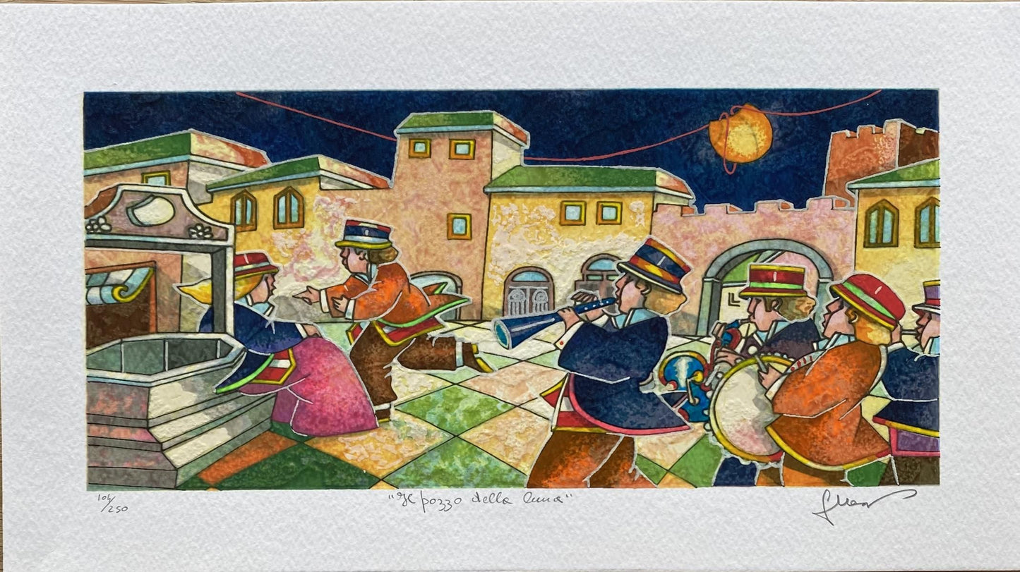 Francesco Nesi- Original Serigraph on Paper "IL POZZO DELLA LUNA"