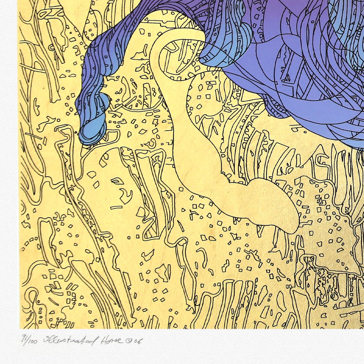 Guillaume Azoulay- Gold Leaf Serigraph "Le Cheval Ilustre"