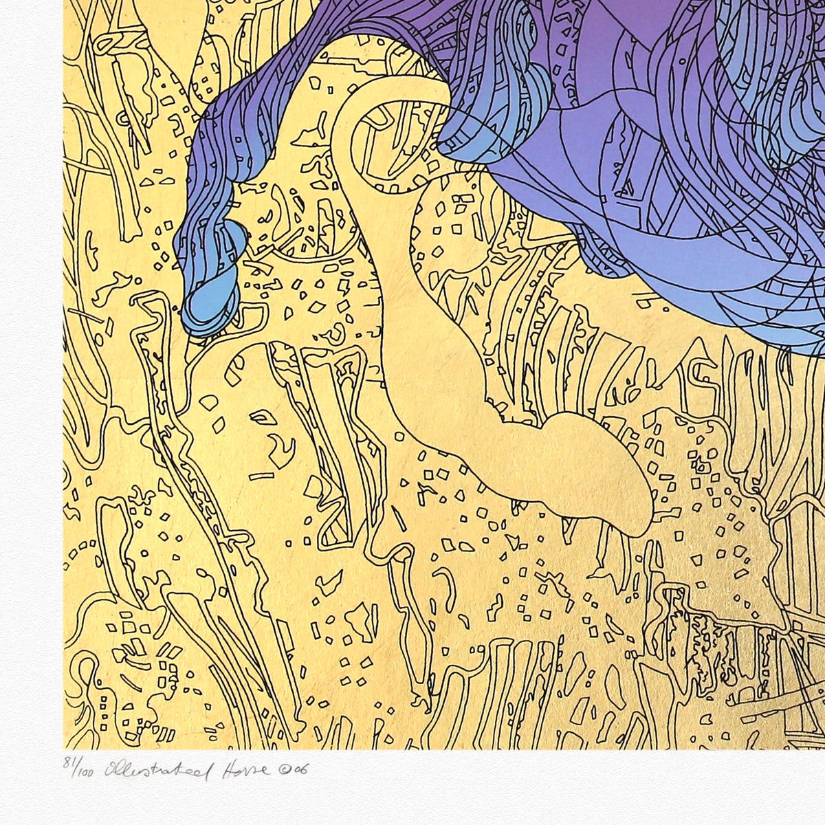 Guillaume Azoulay- Gold Leaf Serigraph "Le Cheval Ilustre"