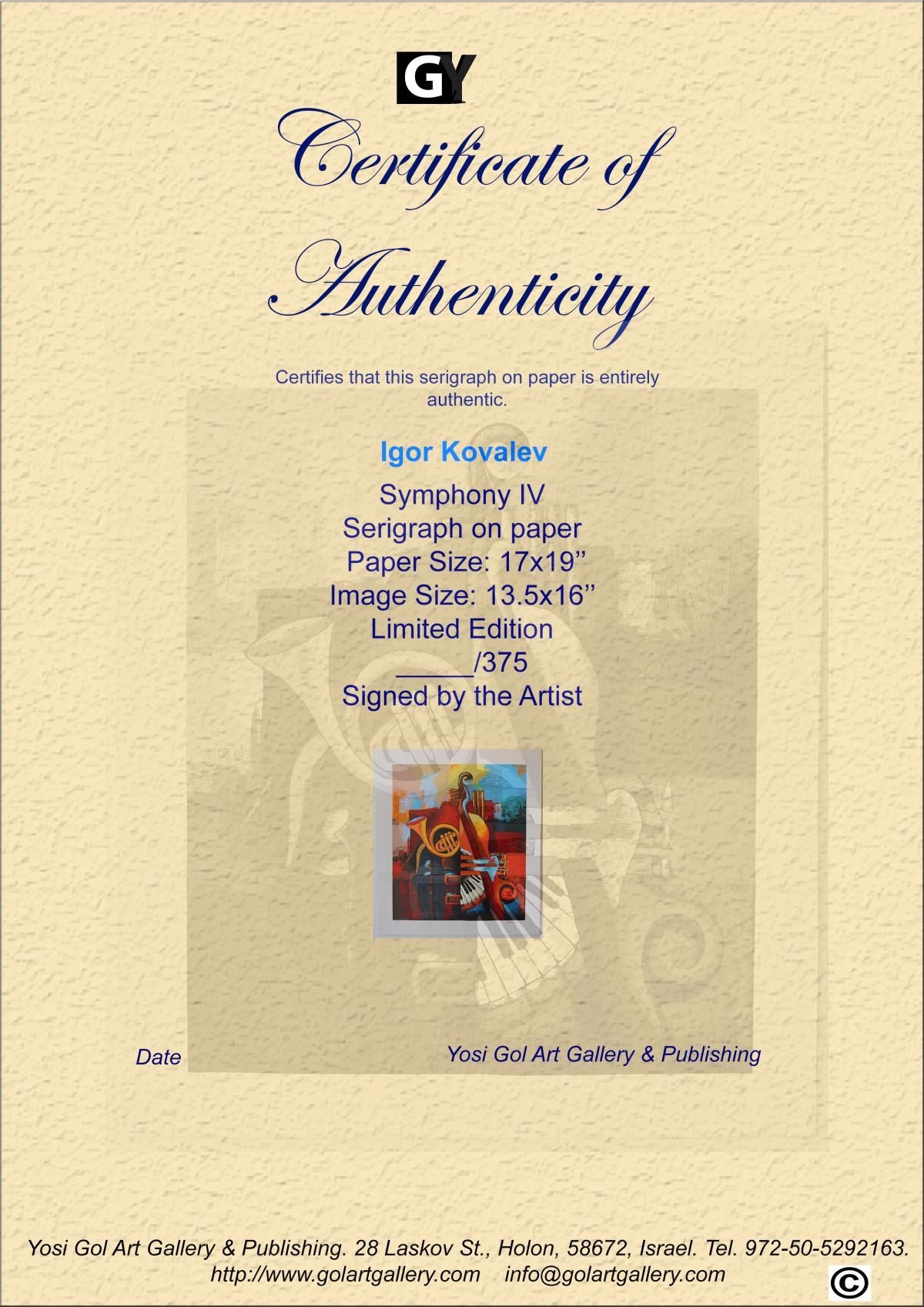 Igor Kovalev- Original Serigraph on Paper "Symphony IV"