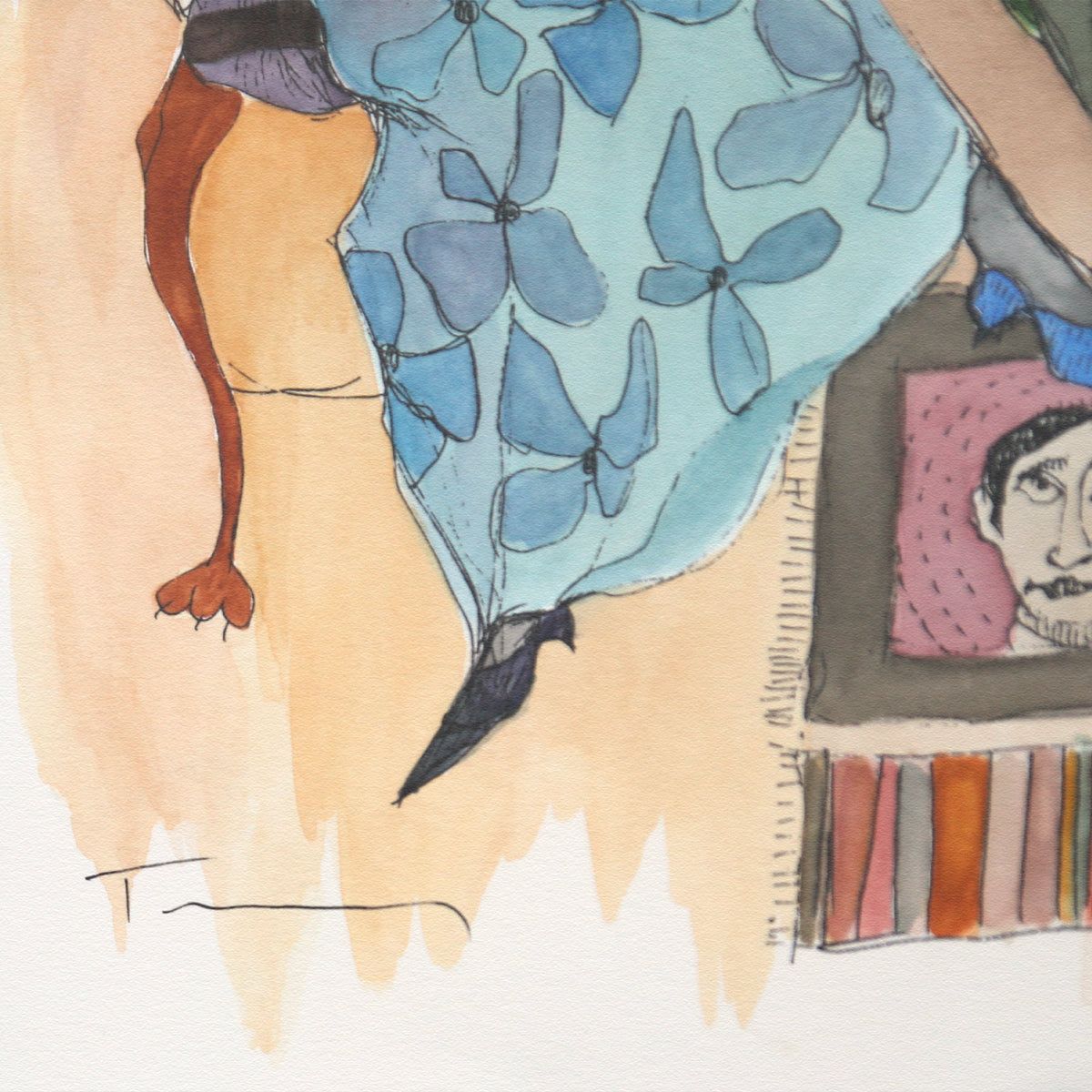Itzchak Tarkay- "Indigo Chapeau#2"