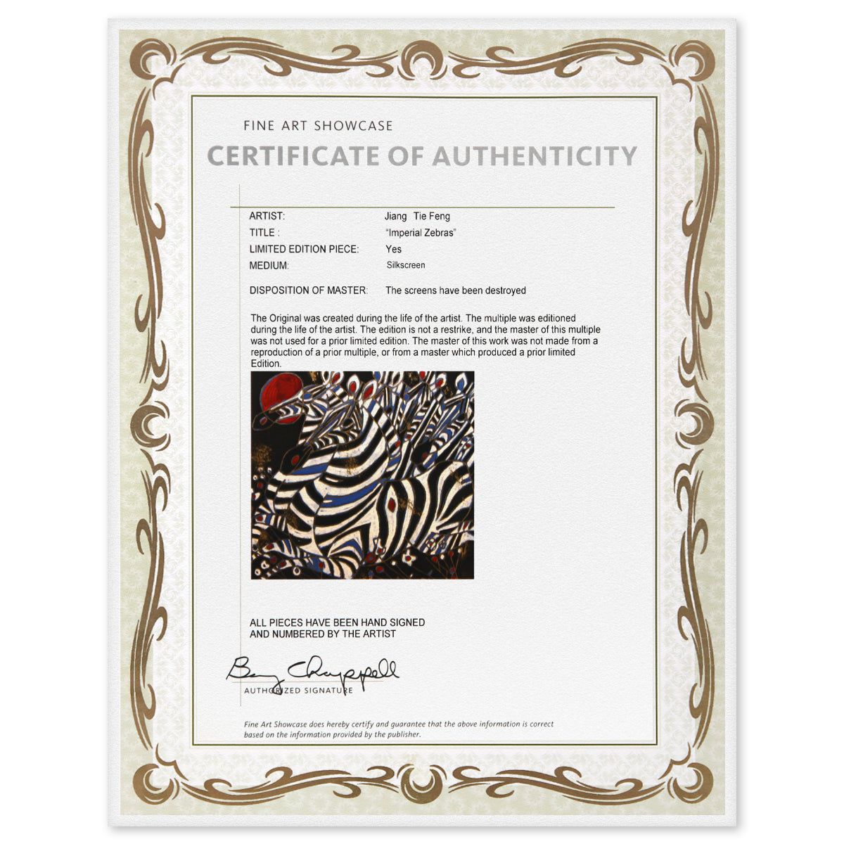 Jian Tie Feng- Silkscreen "Imperial Zebras"