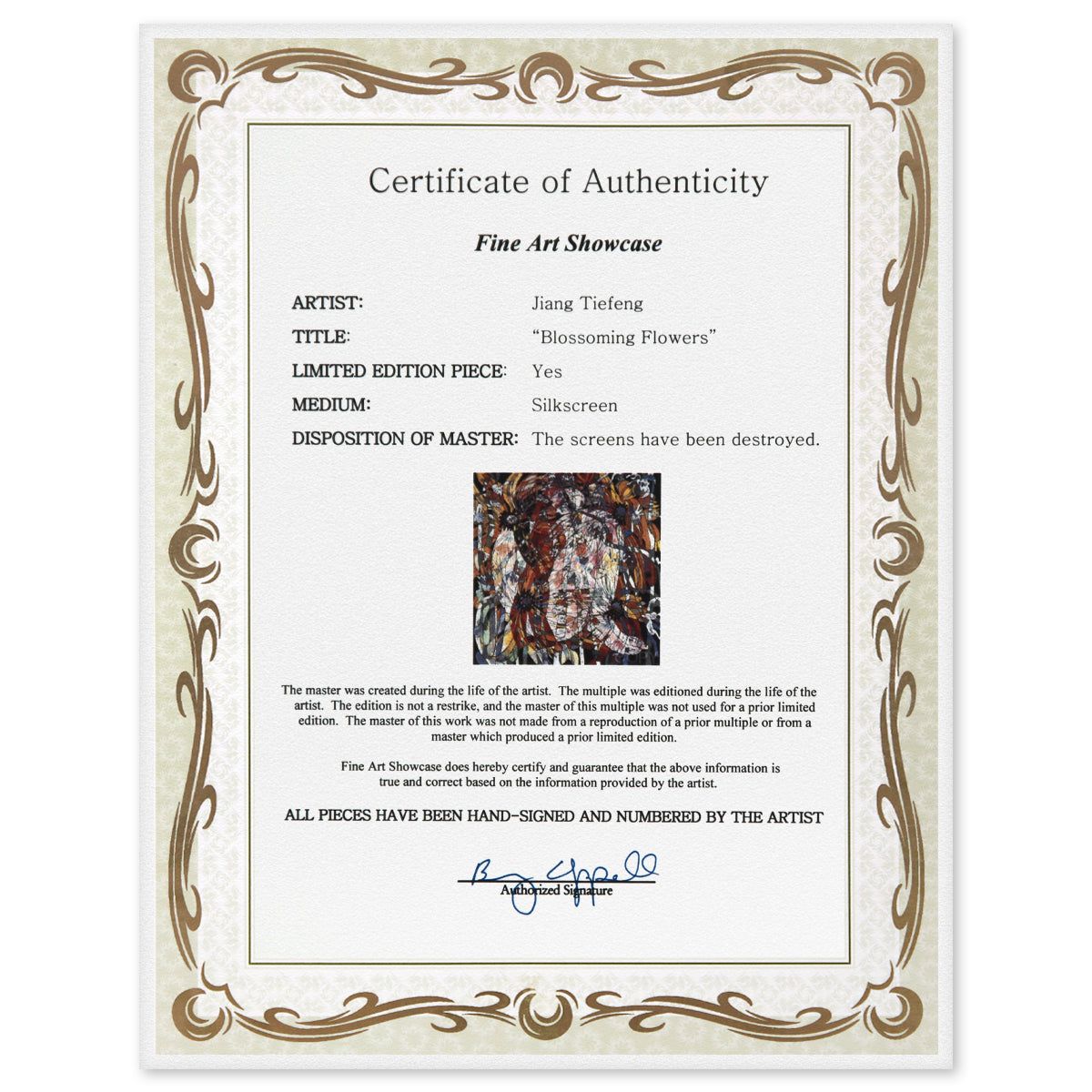 Jian Tie Feng- Silkscreen "Blossoming Flowers"