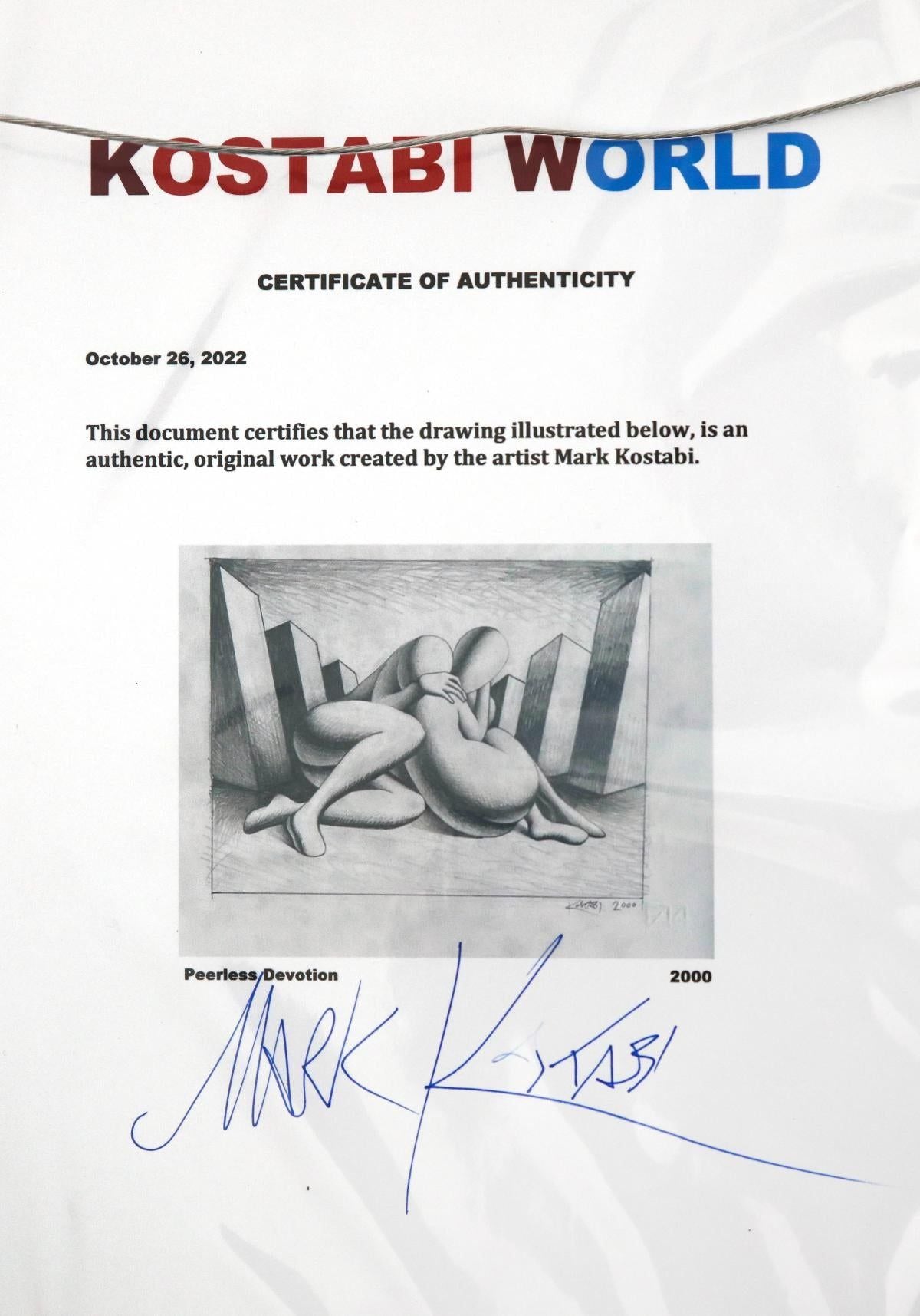 Mark Kostabi- Original Drawing on Paper "Peerless Devotion"