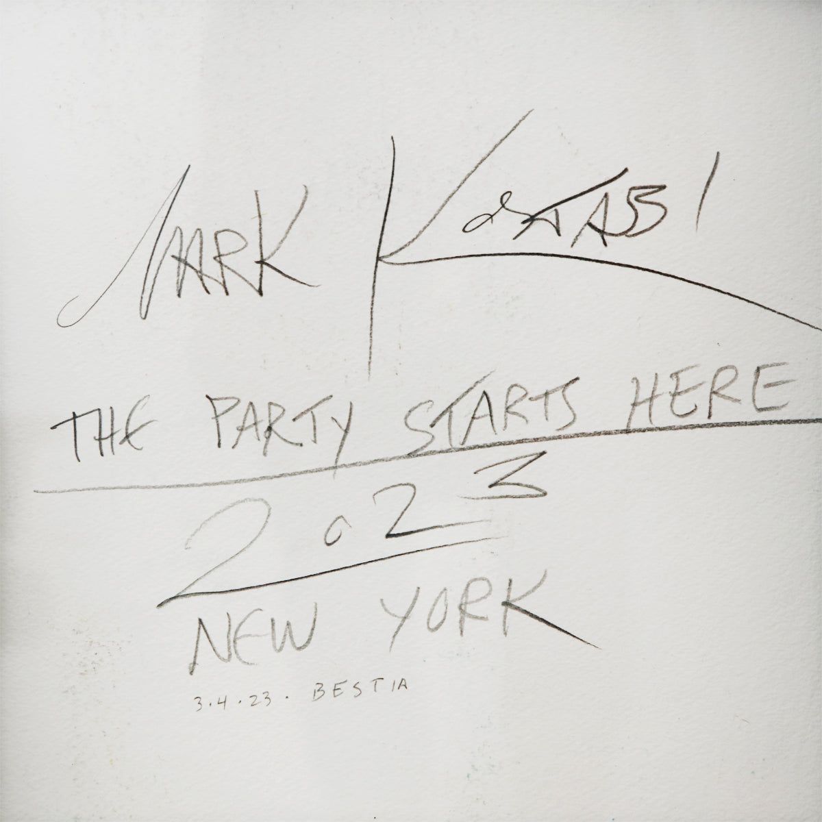 Mark Kostabi- Original Mixed Media on Paper "The Part Starts Here"