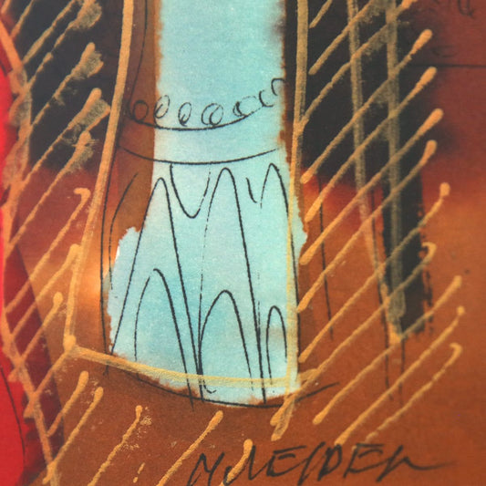 Moshe Leider- Original Mixed Media Watercolor Painting "Untitled"