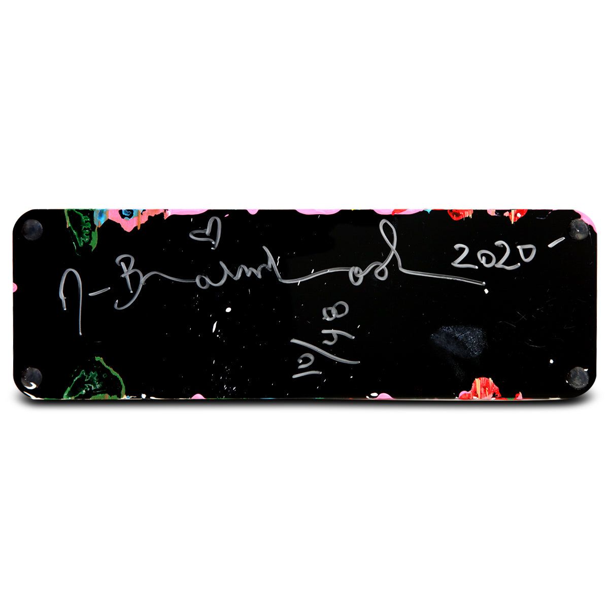 Mr Brainwash- Acrylic Dipped and Splashed Cast Resin Sculpture in Plexiglass Enclosure "Life Is Beautiful - Dipped Bubblegum Splash, 2020"