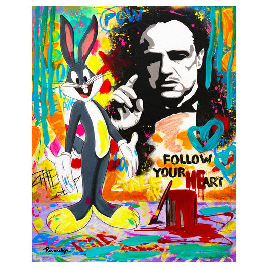 Nastya Rovenskaya- Original Mixed Media on Canvas "The Godfather"