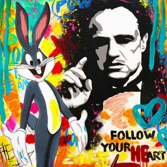 Nastya Rovenskaya- Original Mixed Media on Canvas "The Godfather"