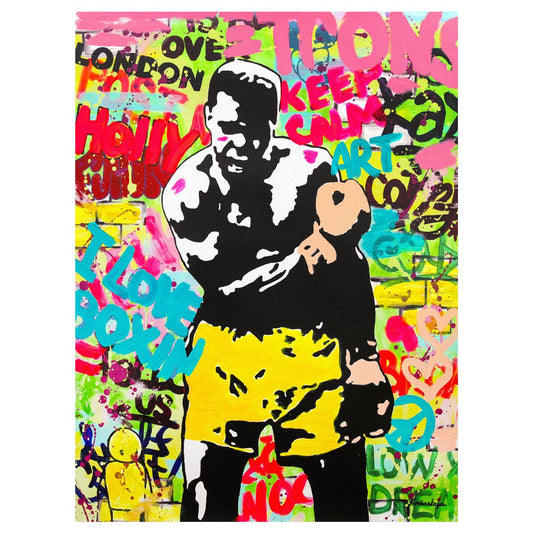 Nastya Rovenskaya- Original Mixed Media on Canvas "Muhammad Ali"