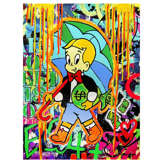Nastya Rovenskaya- Original Mixed Media on Canvas "Wealth Under Shelter"