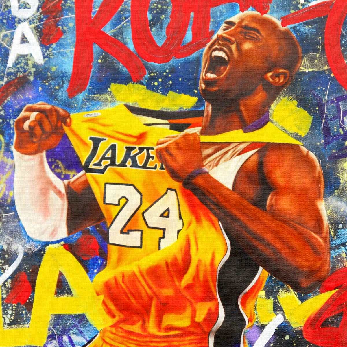 Nastya Rovenskaya- Original Mixed Media on Canvas "Kobe Bryant"