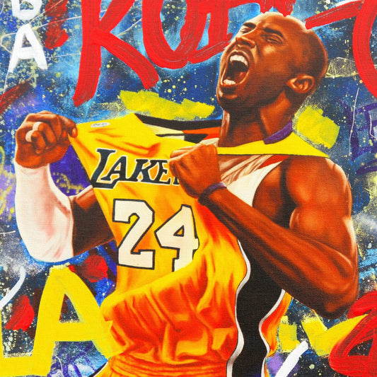 Nastya Rovenskaya- Original Mixed Media on Canvas "Kobe Bryant"