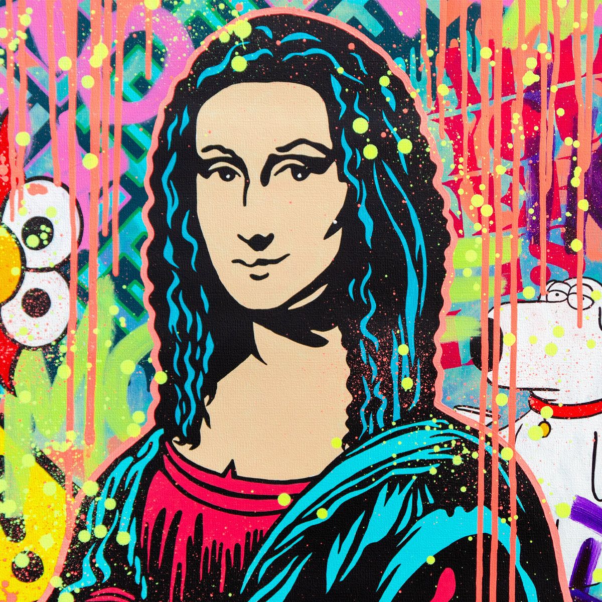 Nastya Rovenskaya- Original Oil on Canvas "Mona Reimagined: Graffiti Muse"