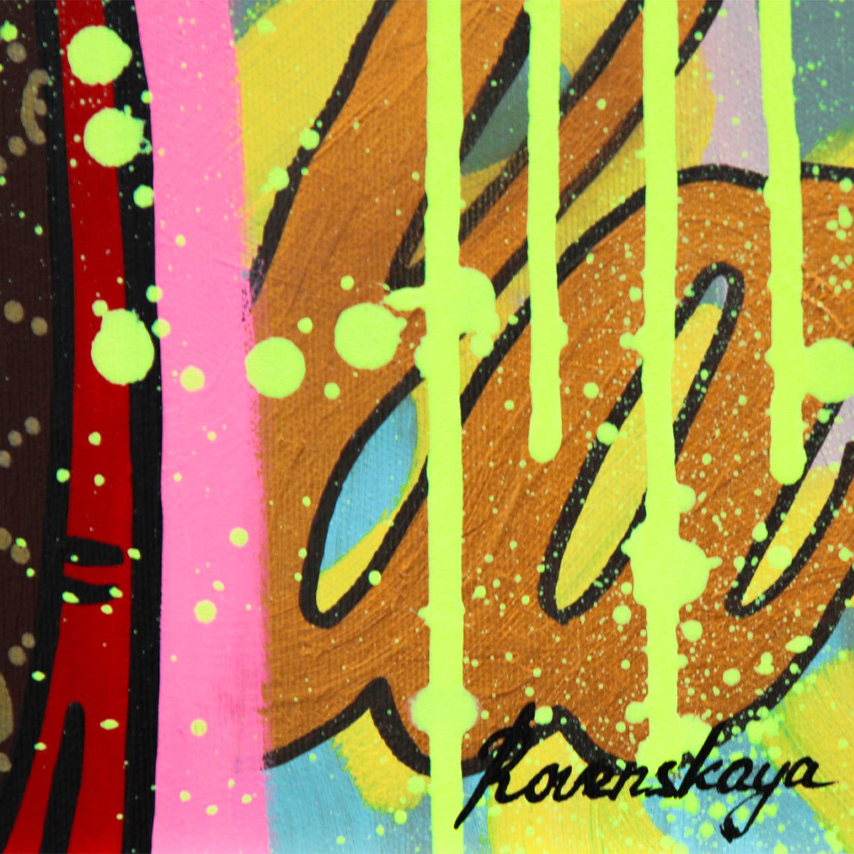 Nastya Rovenskaya- Original Oil on Canvas "Graffiti Heartbeat"