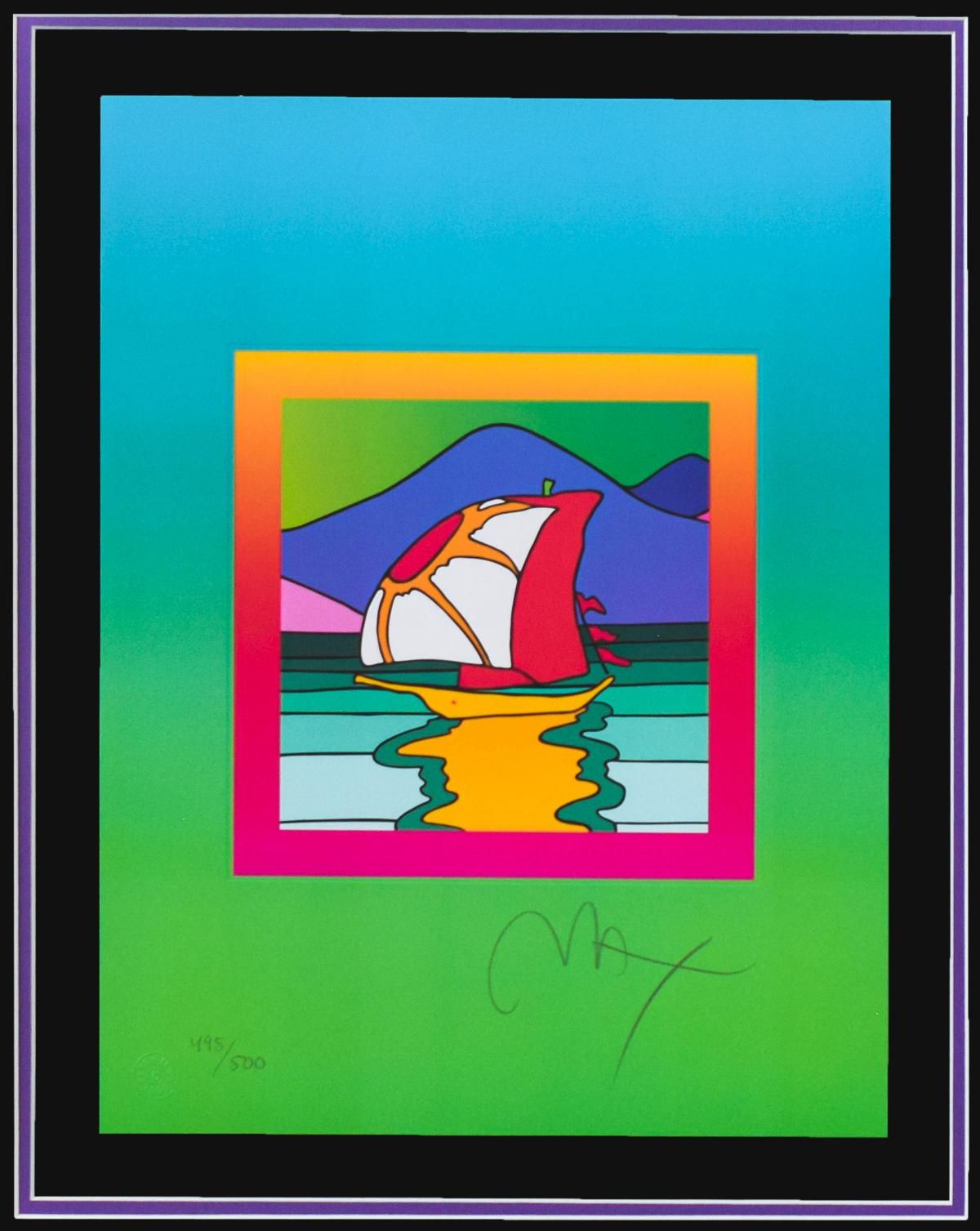 Peter Max- Original Lithograph "Sailboat East on Blends"