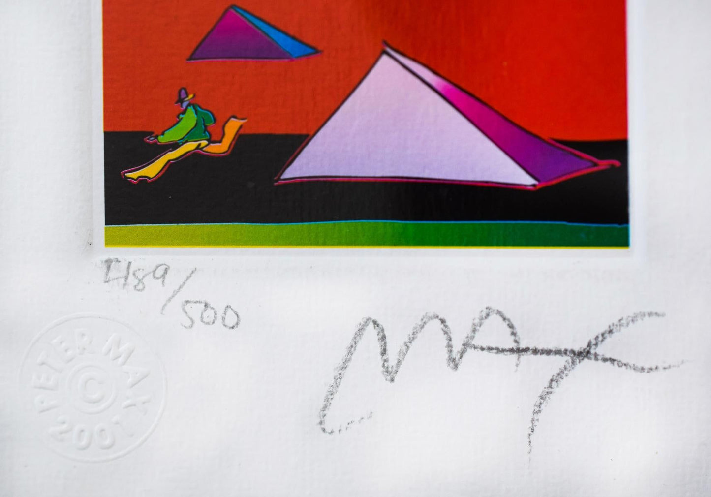Peter Max- Original Lithograph "Jumper with Two Pyramids (Mini)"