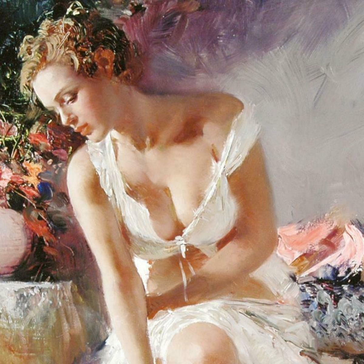 Pino (1939-2010), "Angelica" Hand Embellished Limited Edition on Canvas (24" x 42"), Numbered and Hand Signed with Certificate of Authenticity.