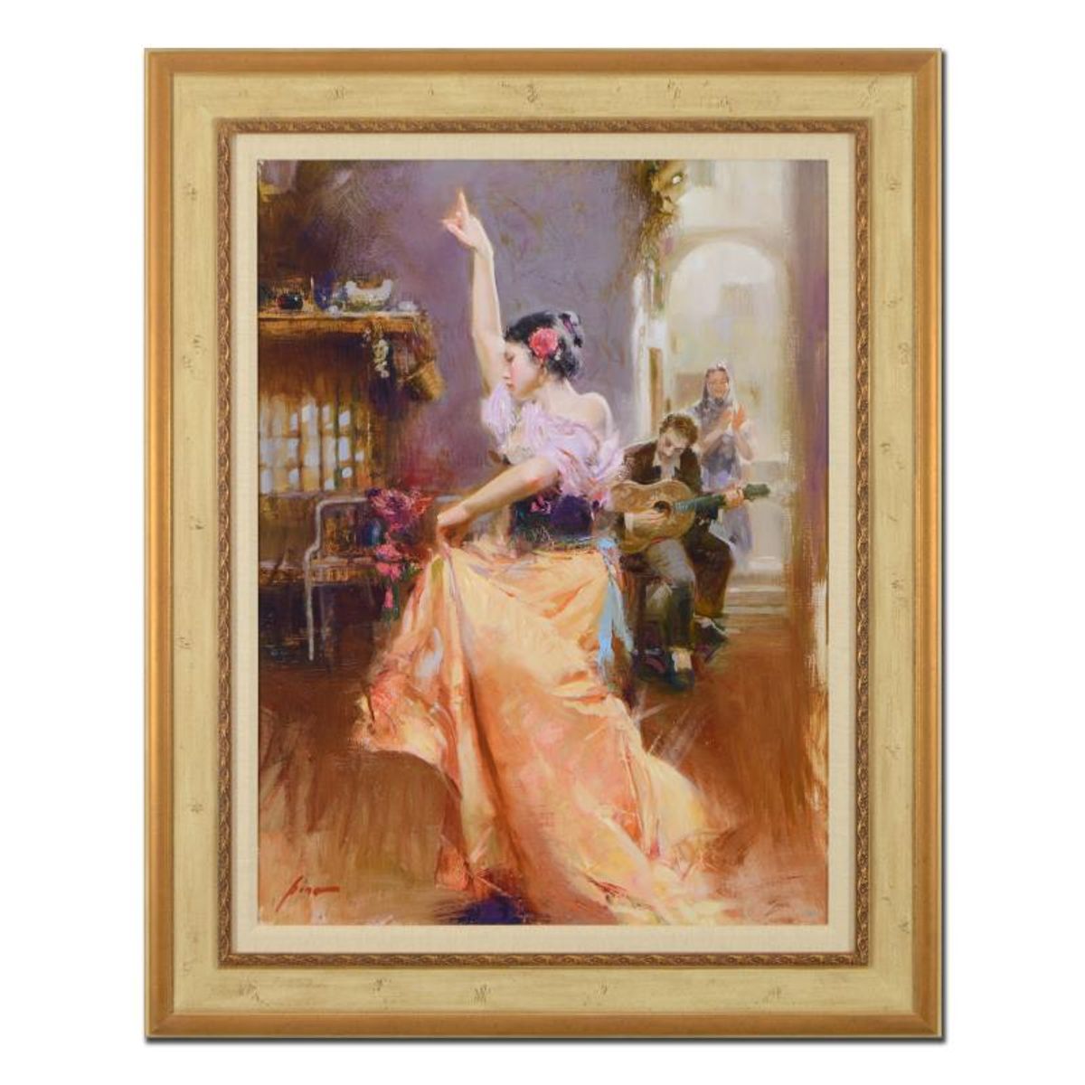 Pino (1939-2010), "Isabella" Framed Limited Edition Hand Embellished Giclee on Canvas. Numbered and Hand Signed with Certificate of Authenticity.