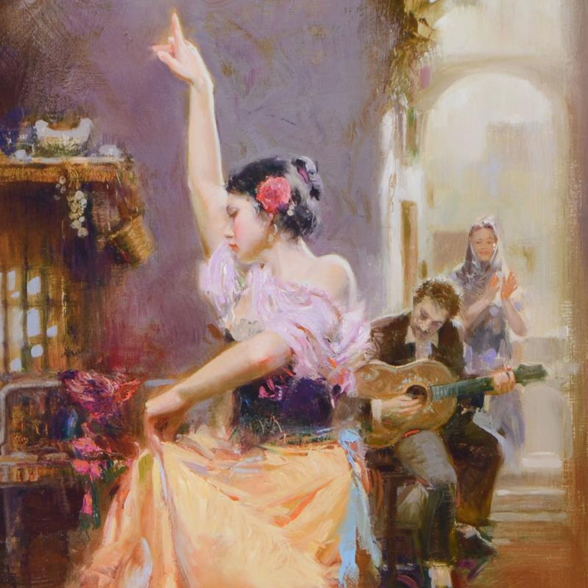 Pino (1939-2010), "Isabella" Framed Limited Edition Hand Embellished Giclee on Canvas. Numbered and Hand Signed with Certificate of Authenticity.