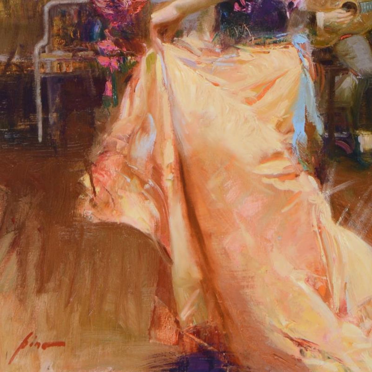 Pino (1939-2010), "Isabella" Framed Limited Edition Hand Embellished Giclee on Canvas. Numbered and Hand Signed with Certificate of Authenticity.