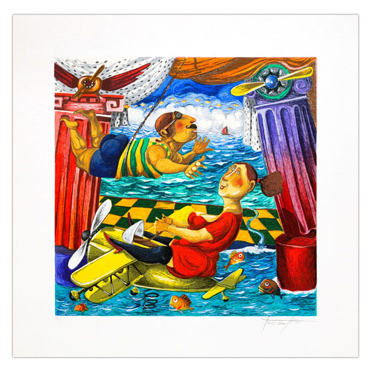 Pino Porcopio- SIlkscreen on Paper "Casa Dell'Aviere"