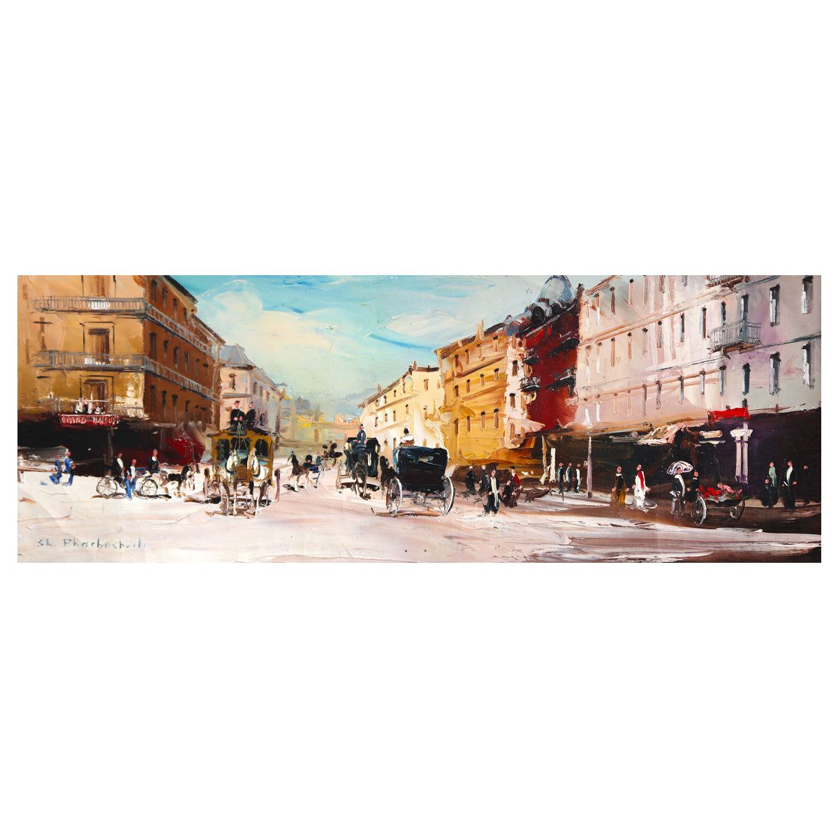 Shalva Phachoshvili- Original Oil on Canvas "Golden Hour in the City"