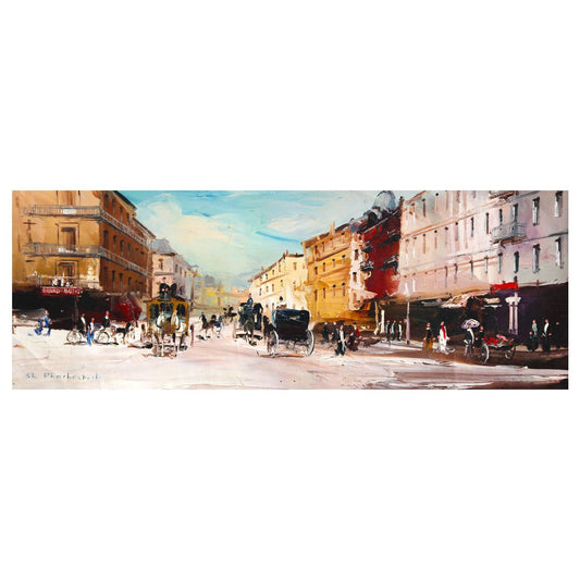 Shalva Phachoshvili- Original Oil on Canvas "Golden Hour in the City"
