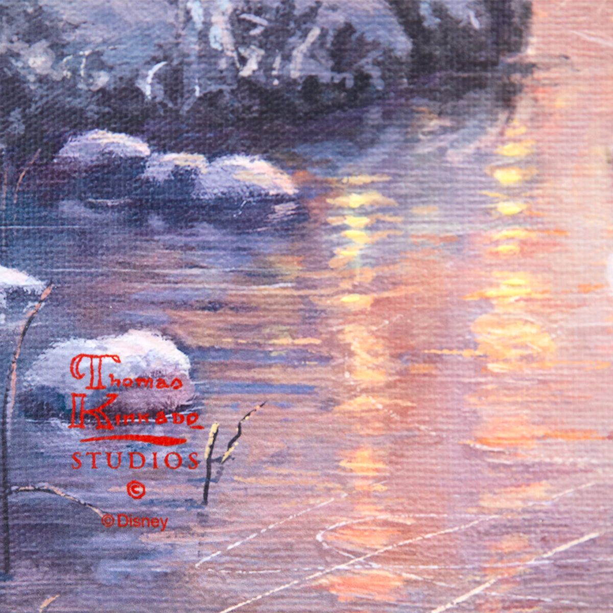 Thomas Kinkade- Hand Embellished Giclee on Canvas "Mickey and Minnie Sweetheart Holiday"