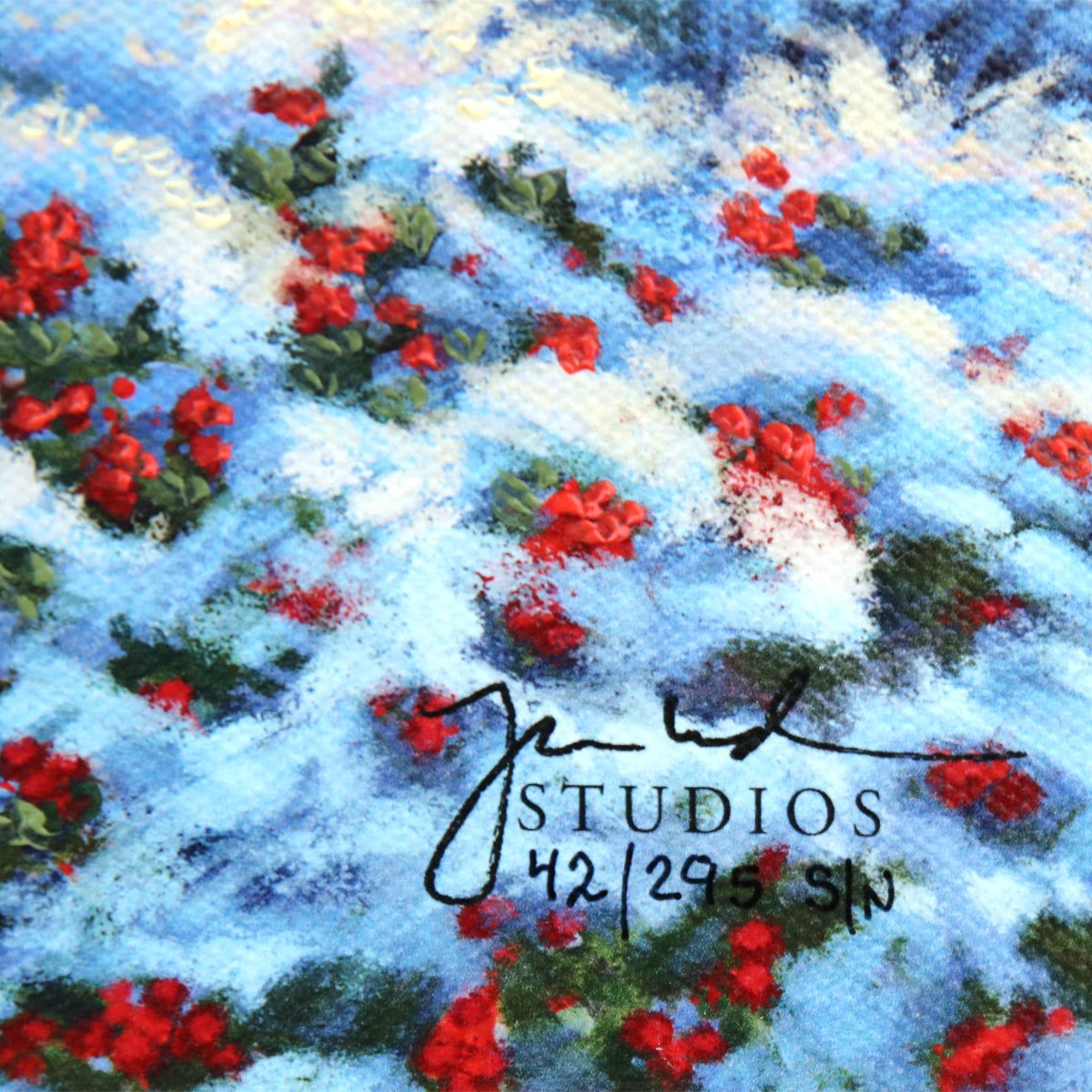 Thomas Kinkade- Hand Embellished Giclee on Canvas "Beauty and the Beast's Winter Enchantment"