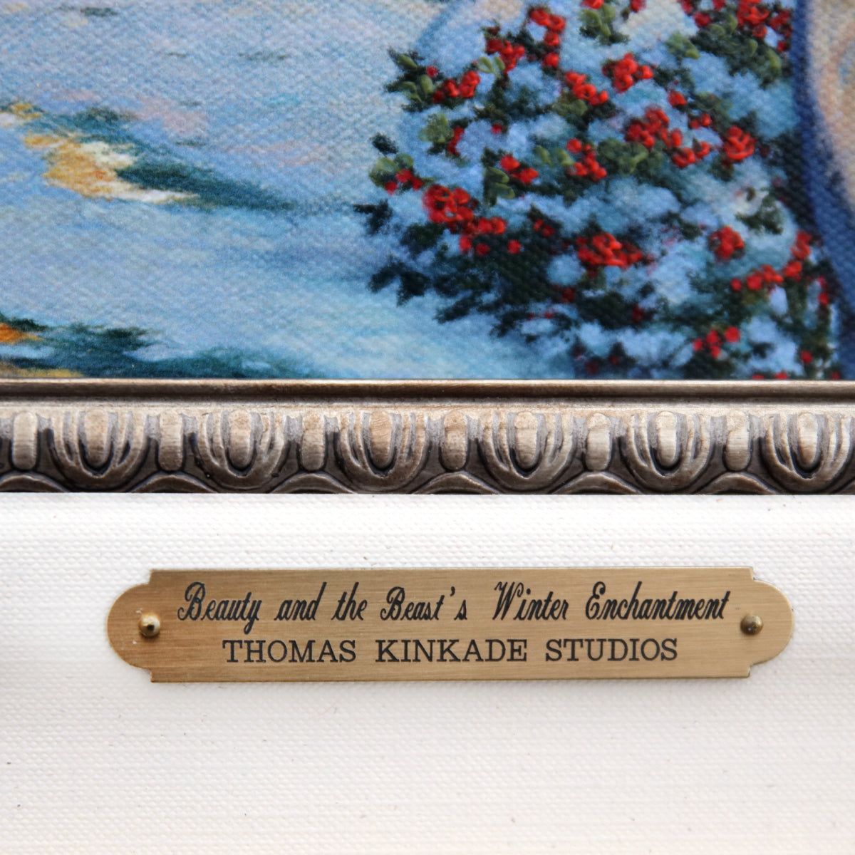 Thomas Kinkade- Hand Embellished Giclee on Canvas "Beauty and the Beast's Winter Enchantment"