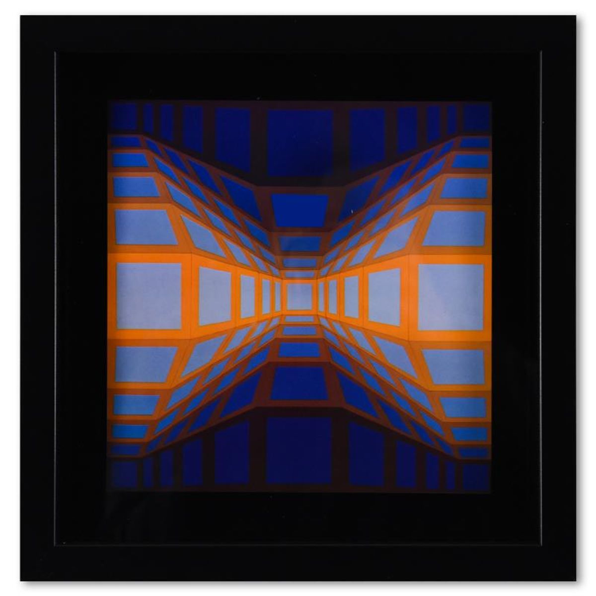 Victor Vasarely (1908-1997), "Kek - Eg - II de la serie Structures Universelles Du Damier" Framed 1975 Heliogravure Print with Letter of Authenticity