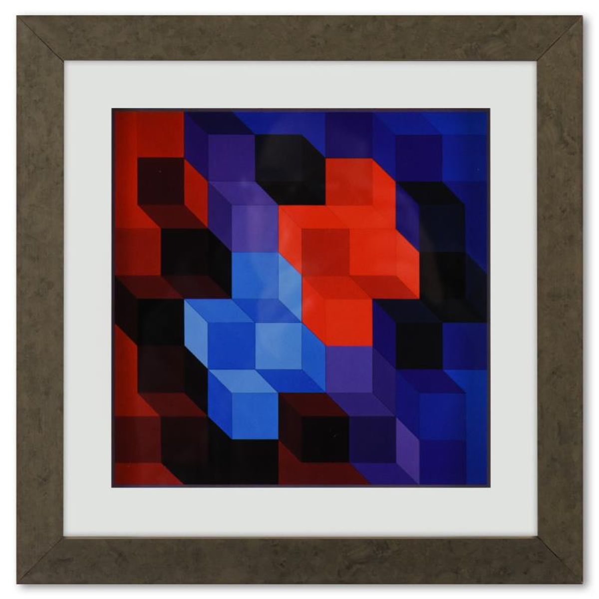 Victor Vasarely (1908-1997), "Deuton - RB de la serie Hommage A L'Hexagone" Framed 1971 Heliogravure Print with Letter of Authenticity