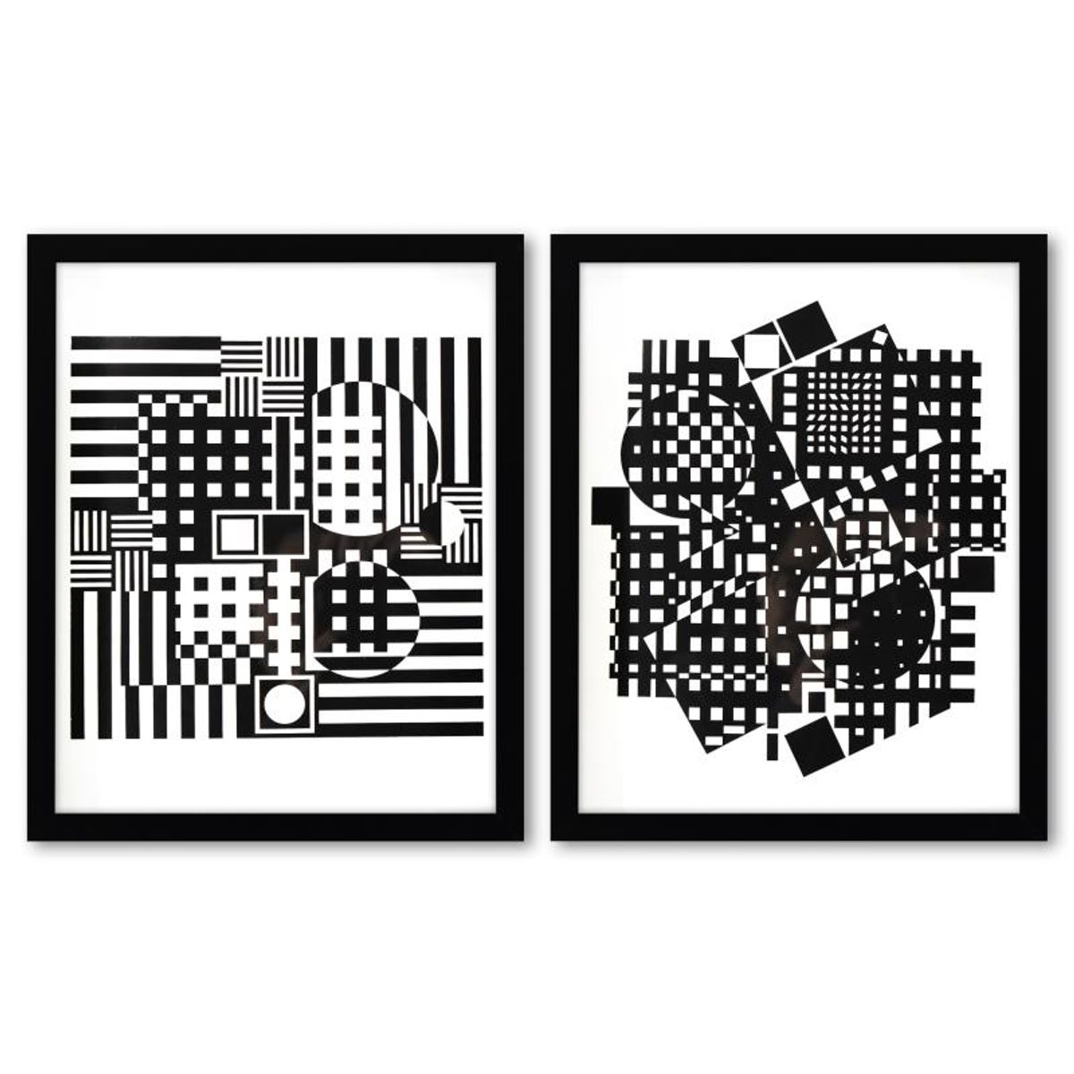 Victor Vasarely (1908-1997), "Torke-UY et Jerusa de la serie Croises (Diptych)" Framed 1973 Heliogravure Prints with Letter of Authenticity