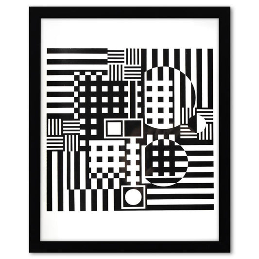 Victor Vasarely (1908-1997), "Torke-UY et Jerusa de la serie Croises (Diptych)" Framed 1973 Heliogravure Prints with Letter of Authenticity