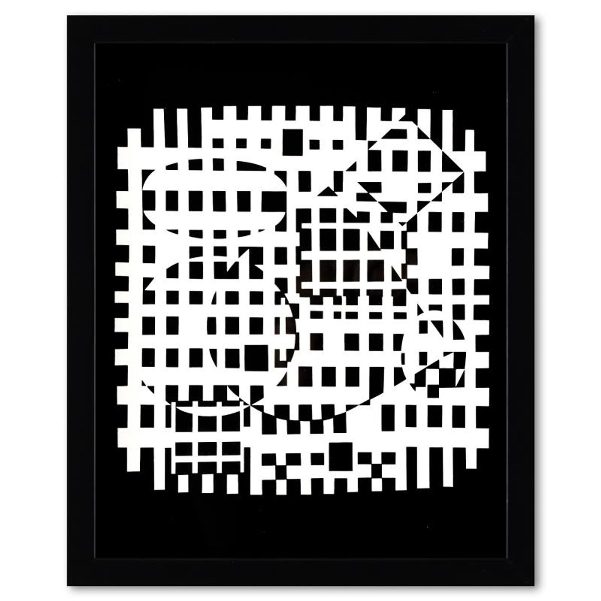 Victor Vasarely (1908-1997), "VAH-NEG et Nethe de la serie Croises (Diptych)" Framed 1973 Heliogravure Prints with Letter of Authenticity