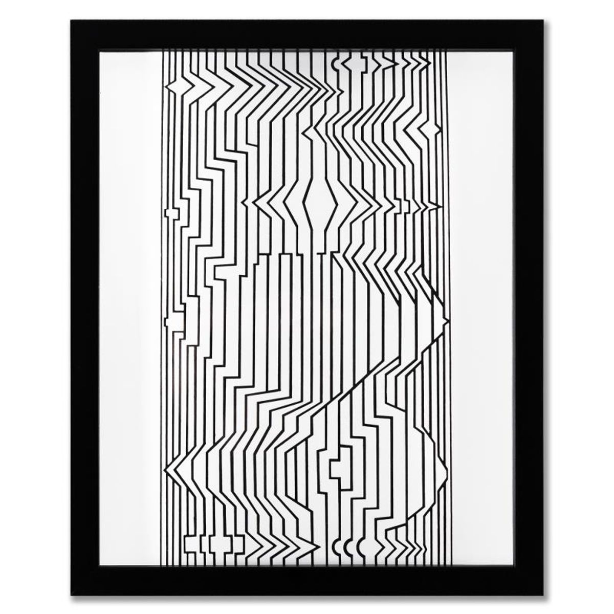 Victor Vasarely (1908-1997), "Naissances - I, Naissances - III, et Ebi-Noor de la serie Ondulatoires (Triptych)" Framed 1973 Heliogravure Prints with Letter of Authenticity