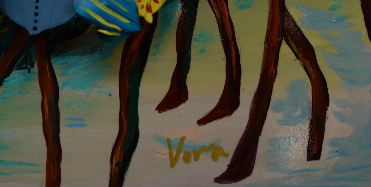 Vera V. Goncharenko- Original Painting on Cutout Steel and Board "Ocean Life"