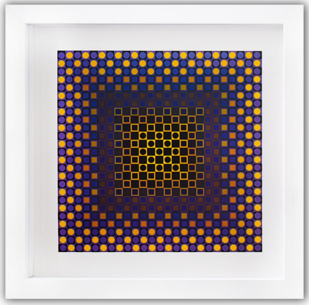 Victor Vasarely- Heliogravure Print "Alom (Purple/Yellow)"