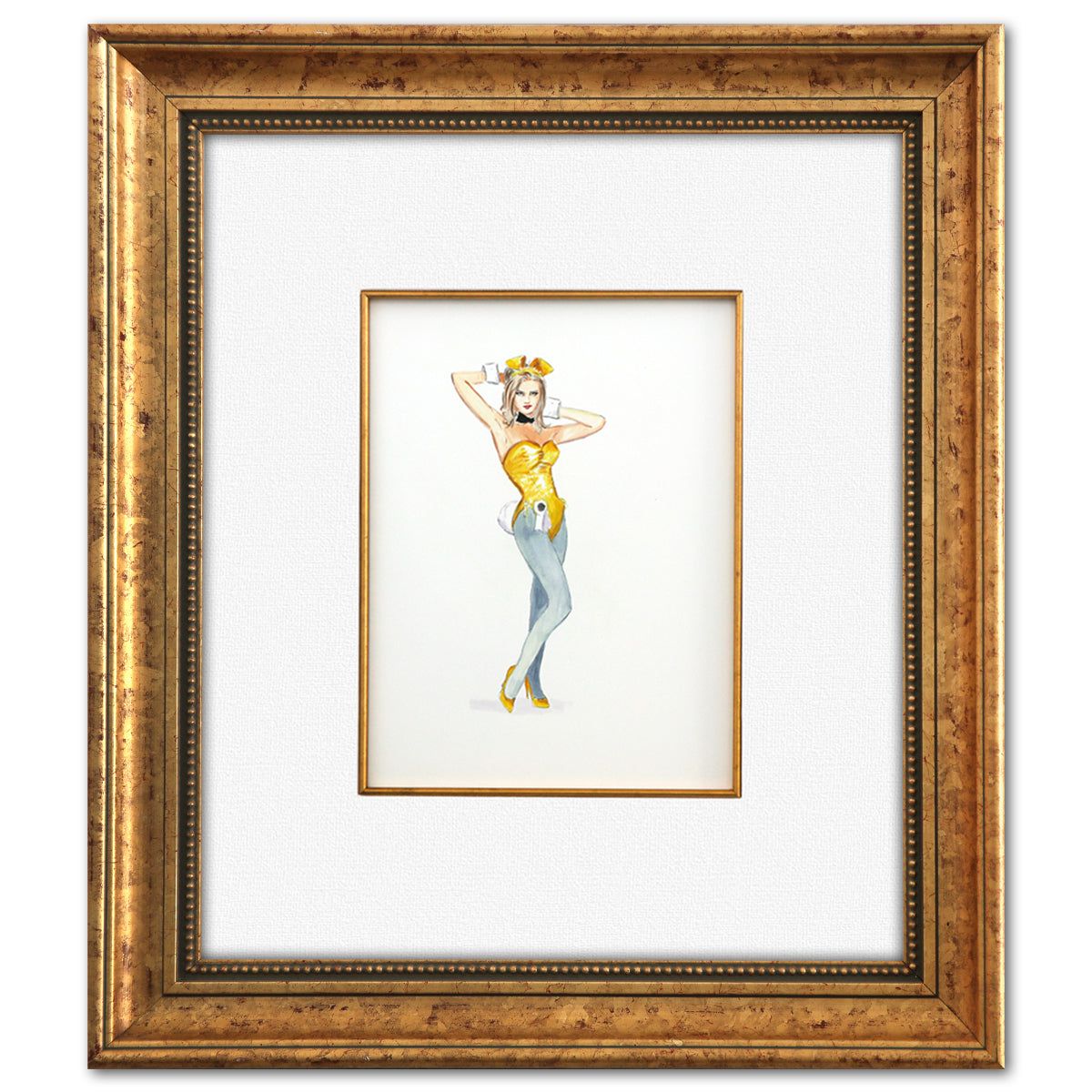 Victoria Fuller- Original Painting "Yellow Bunny Posing"
