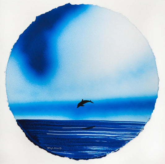 Wyland- Original Watercolor Painting on Deckle Edge Paper "Dolphins"