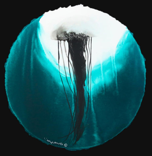 Wyland- Original Watercolor Painting on Deckle Edge Paper "Translucent Jellyfish"