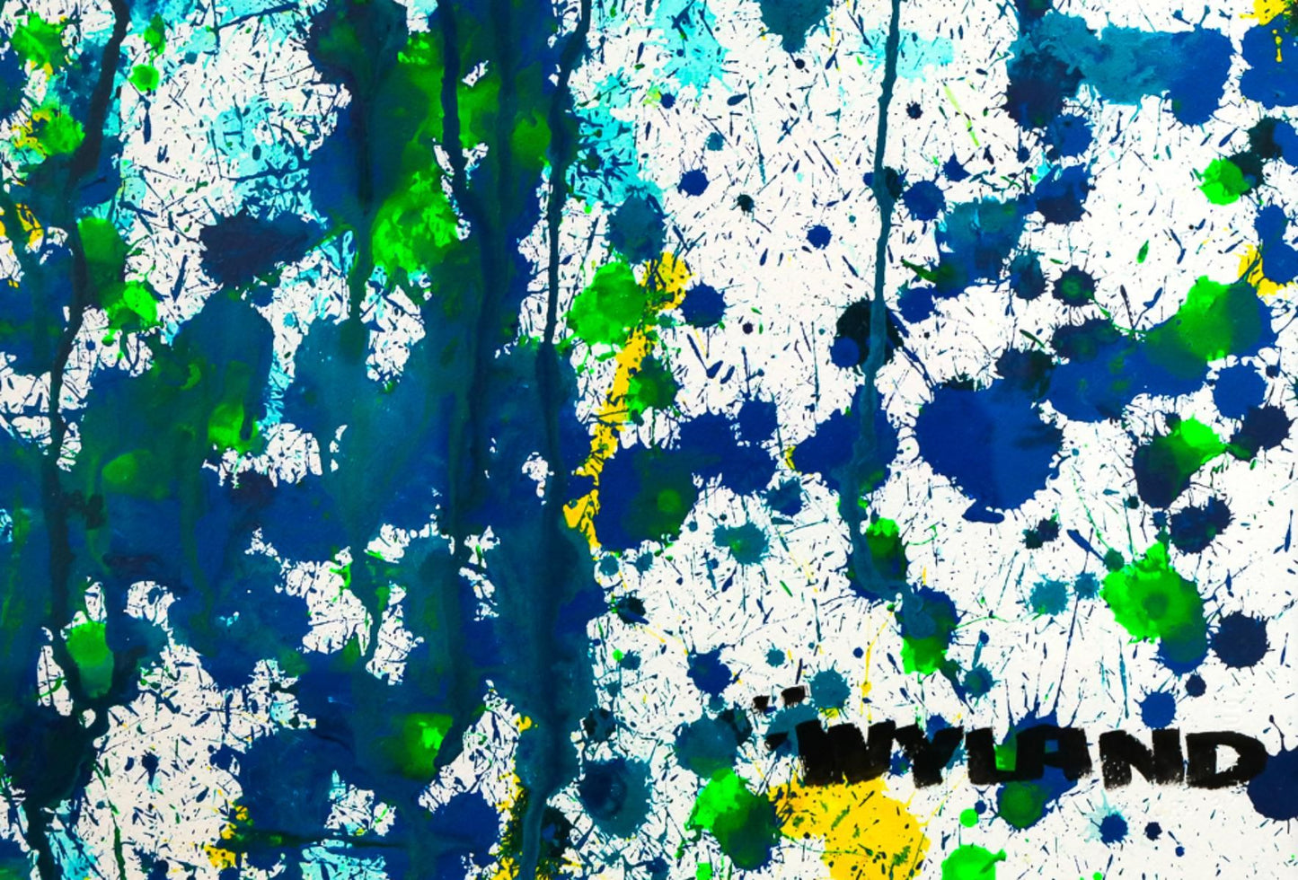 Wyland- Original Watercolor Painting on Deckle Edge Paper "Abstract Drip"