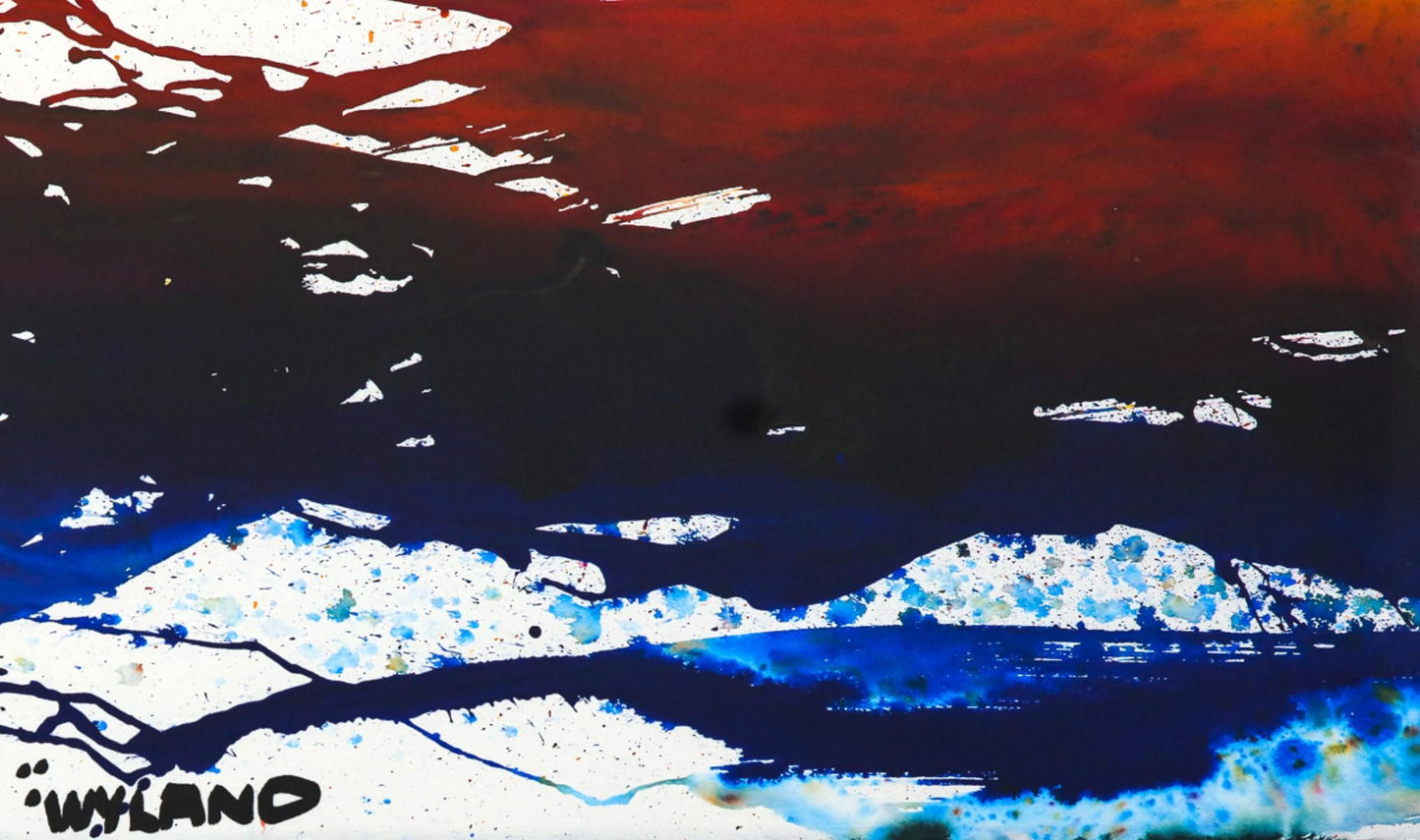 Wyland- Original Watercolor Painting on Deckle Edge Paper "Abstract"