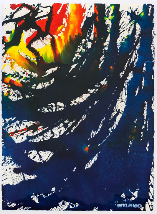Wyland- Original Watercolor Painting on Deckle Edge Paper "Abstract"