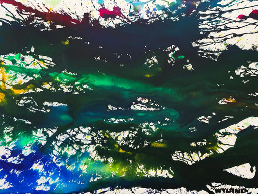 Wyland- Original Watercolor Painting on Deckle Edge Paper "Abstract"