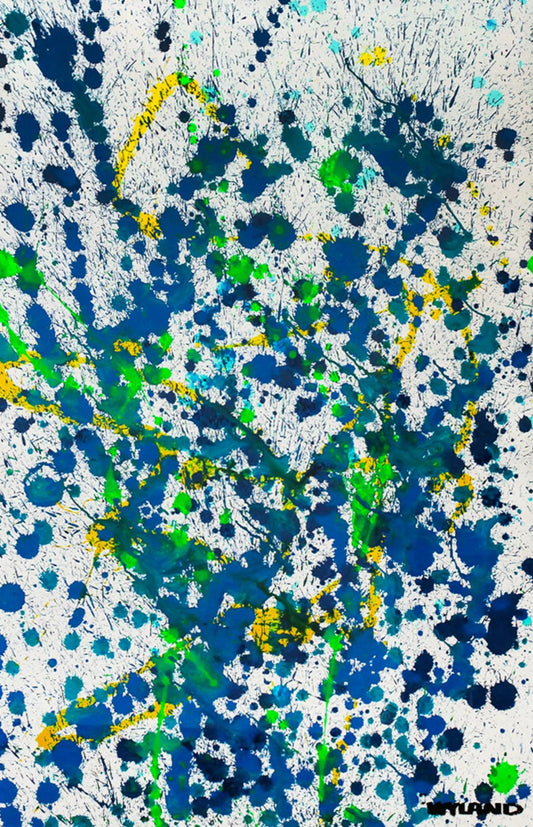 Wyland- Original Watercolor Painting on Deckle Edge Paper "Abstract Drip"