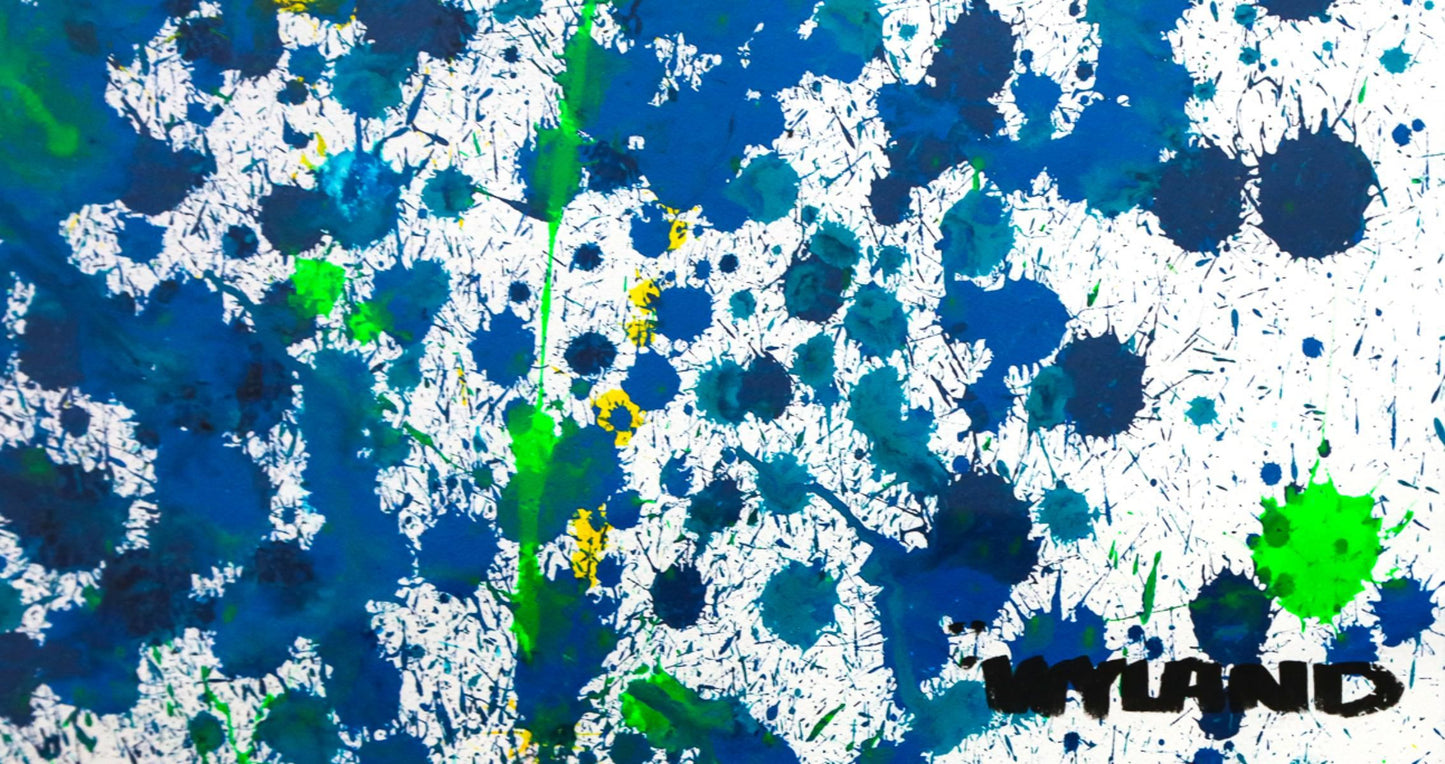 Wyland- Original Watercolor Painting on Deckle Edge Paper "Abstract Drip"