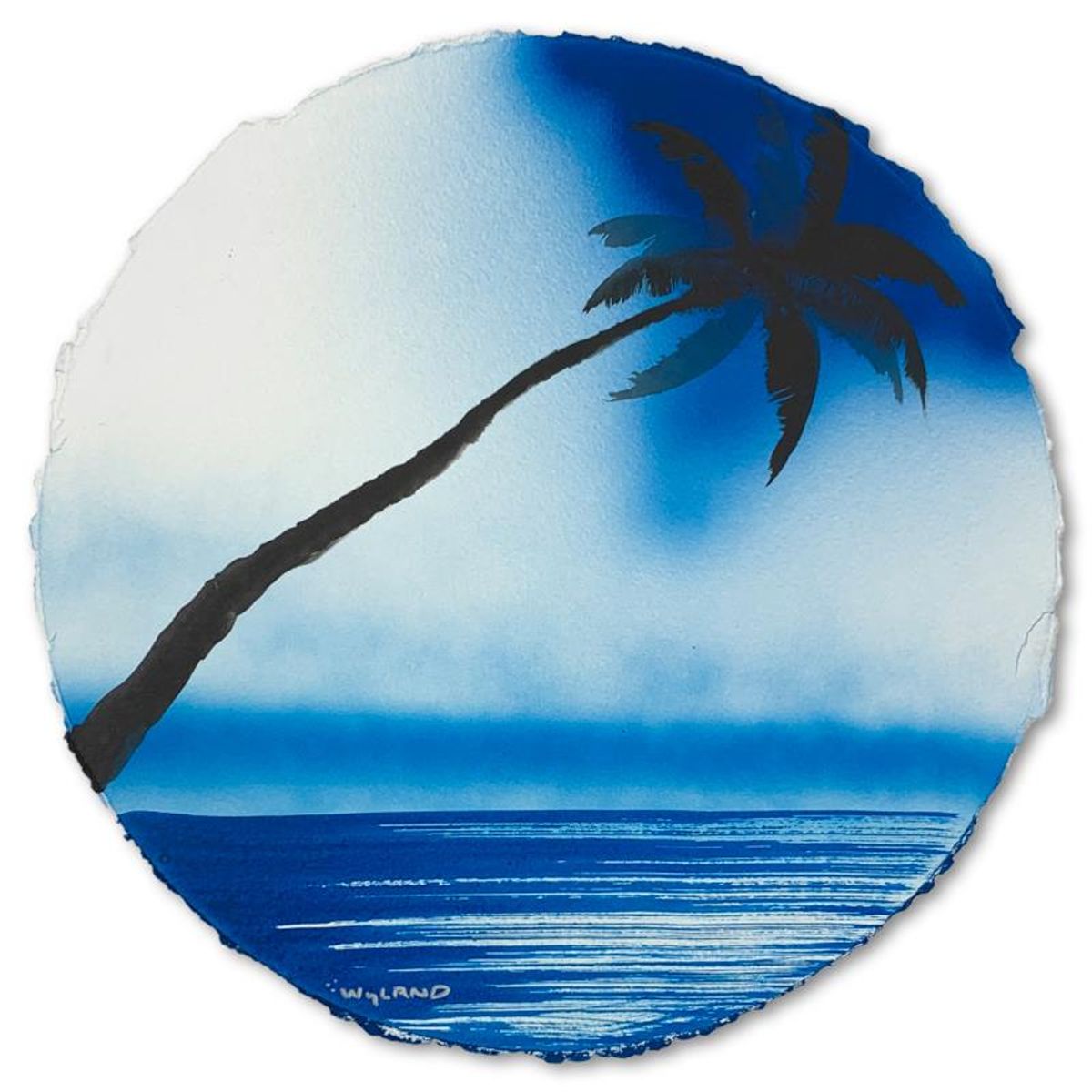 Wyland- Original Watercolor Painting on Deckle Edge Paper "Palm Trees"