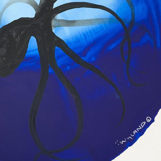 Wyland- Original Watercolor Painting on Deckle Edge Paper "Octopus in Blue"